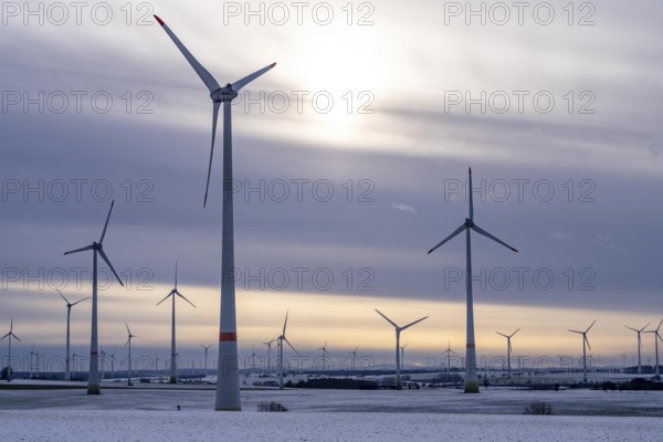 Wind farm, north of Lichtenau, self-proclaimed energy town, over 190 wind turbines and over 1200