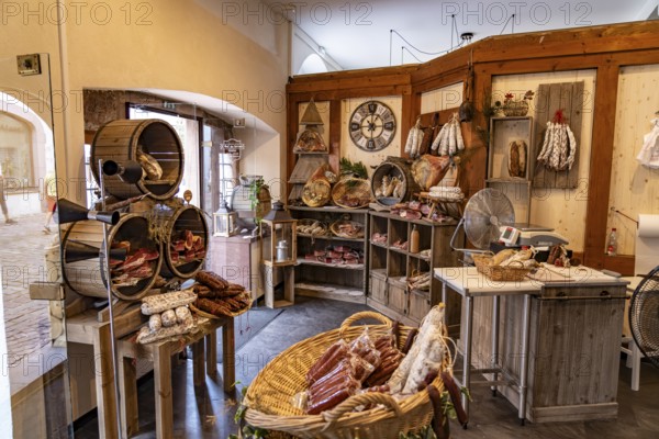 Meat and sausage shop in Kaysersberg, Alsace, France, Europe