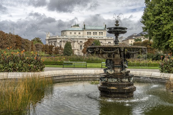 Fountain in the Volksgarten and the Burgtheater Vienna, Austria, Europe