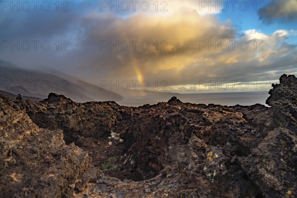 Rainbow on the Punta de la Orchilla peninsula, El Hierro, Neric Islands, Spain, Europe