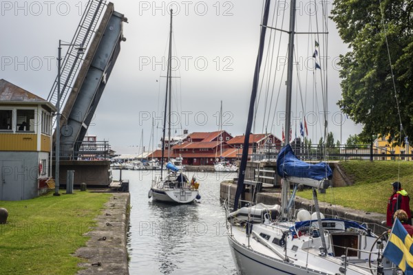 Bridge opening in Göta Canal. Göta Canal was built between 1810 and 1832 and runs right through