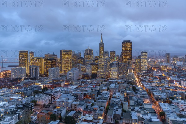 The San Francisco skyline at dusk, California, United States of America, USA, North America