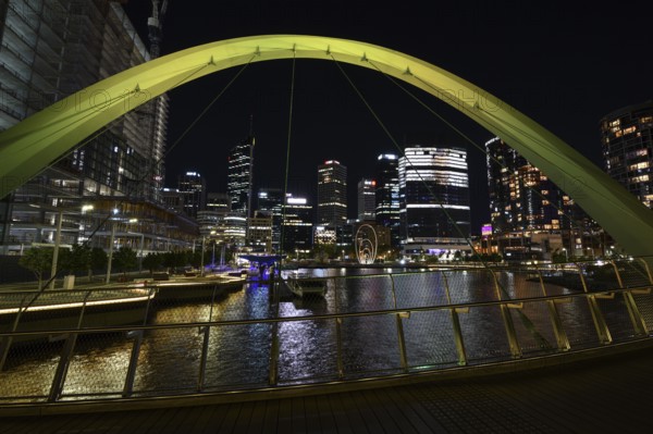 Skyline at Elisabeth Quay, blue hour, blue hour, harbour, Perth, State of Western Australia,
