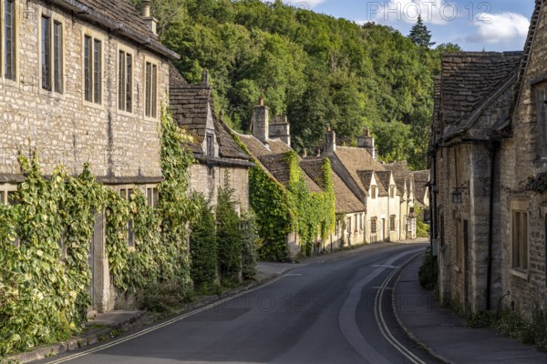 Main street in the village of Castle Combe, Cotswolds, Wiltshire, England, Great Britain