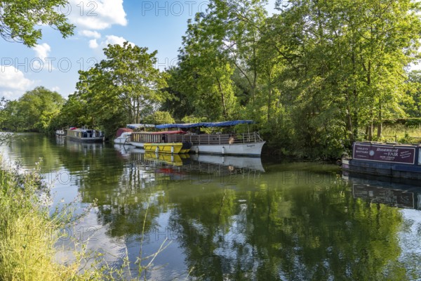 Boats on the Thames at Port Meadow in Oxford, Oxfordshire, England, Great Britain