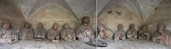Composition of the figurative representation of the Last Supper, Jesus with his twelve disciples,