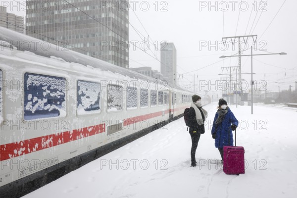 Essen, North Rhine-Westphalia, Germany - Onset of winter in the Ruhr area, Essen railway station,