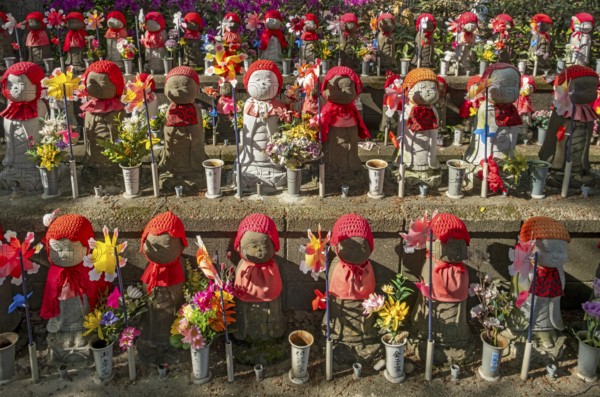 Jizo statues at the Garden of Unborn Children, Zoj-ji temple, Tokyo, Japan, Asia
