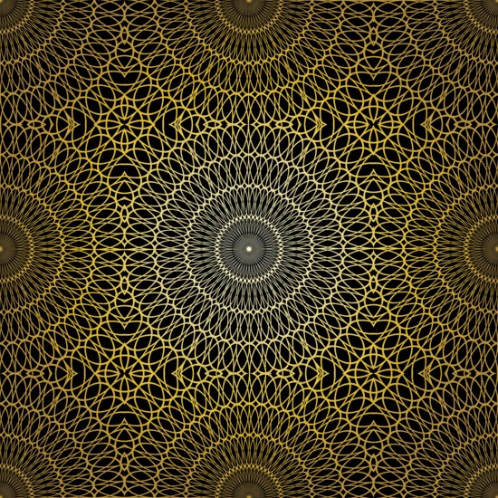 Geometric gold lace seamless pattern. Arabic tile lattice vector background.