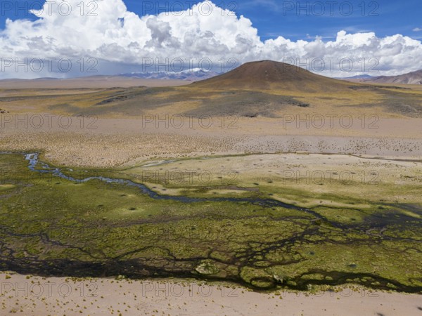 Rio Punilla, Los Nacimientos, Catamarca Province, Argentina, Aerial view of a desert landscape with