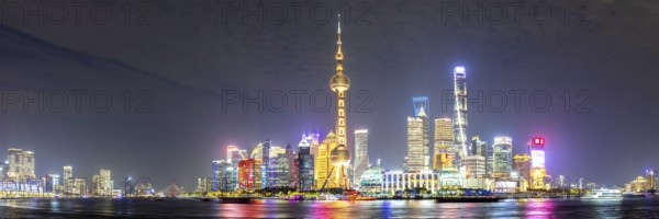 Shanghai skyline at the Bund with Oriental Pearl Tower city centre Downtown Pudong panorama at