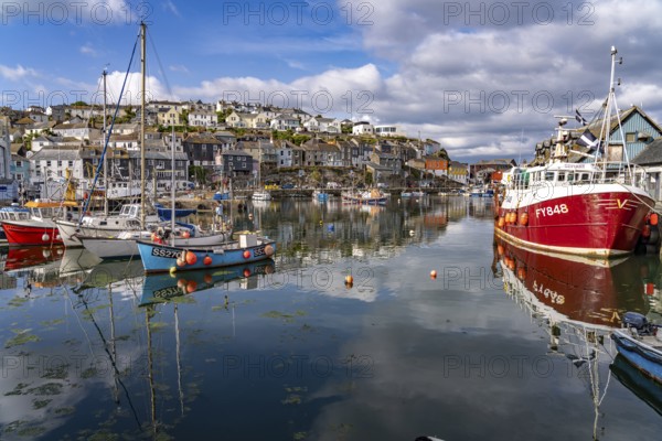 Town view and harbour of Mevagissey, Cornwall, England, Great Britain