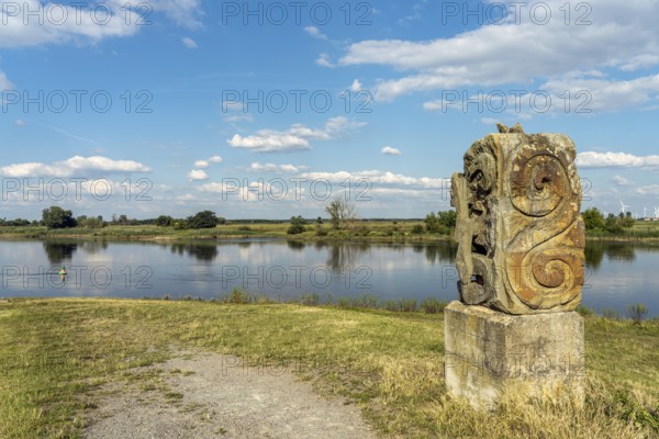 Sculpture on the Elbe in Tangermünde, Saxony-Anhalt, Germany, Europe