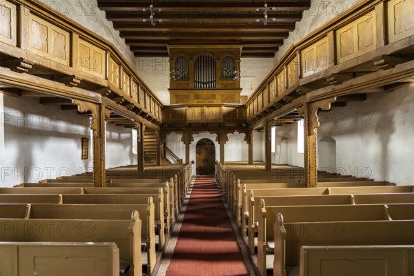 Interior and organ of the town church of St George in Arneburg, district of Stendal, Saxony-Anhalt,