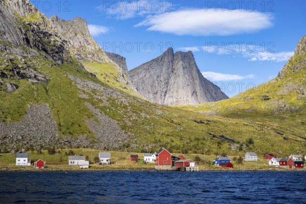Place Kirkefjord at the Reinefjord, Lofoten, Norway, Europe