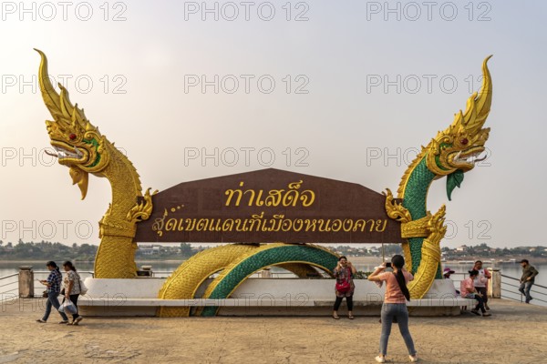 Nagas on the Mekong Promenade in Nong Khai, Thailand, Asia