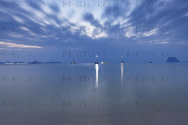 After sunset at Charlie Beach, Koh Mook Island, Andaman Sea, Thailand, Southeast Asia, Asia
