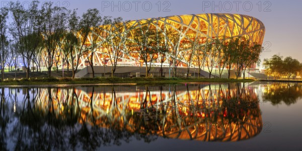 Olympic Stadium Bird's Nest Beijing Olympic Stadium modern architecture panorama in Beijing, China,