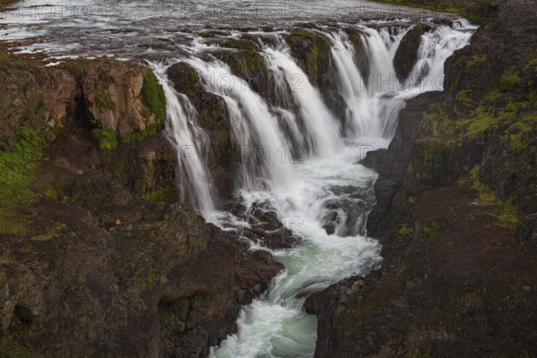 The Kolufossar waterfalls of the river Vididalsa consists of 3 falls the upper fall Efrifoss, in