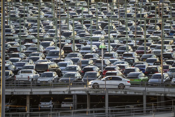 Full car park P2, at Cologne-Bonn Airport, North Rhine-Westphalia, Germany, Europe