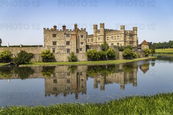 The moated castle of Leeds Castle near Maidstone, Kent, England, Great Britain