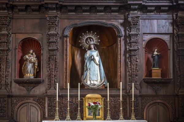 Altar in the interior of the Church of the Assumption of the Virgin Mary or Nuestra Senora de