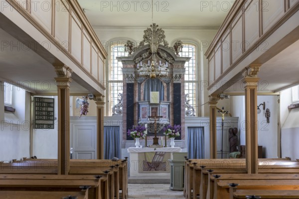 Altar of the Panitzsch church, Borsdorf, district of Leipzig, Saxony, Germany, Europe