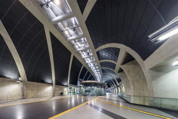Modern architecture of the Heumarkt light rail station. Kölner Verkehrs-Betriebe AG (KVB) is a
