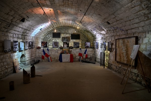 Chapel in Fort de Douaumont, French fortress from the First World War, Verdun battlefield, Verdun,