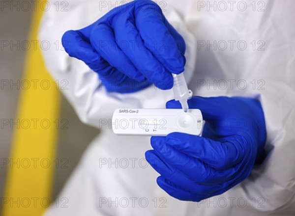 Cologne, North Rhine-Westphalia, Germany - Covid rapid test in a multi-storey car park, at the