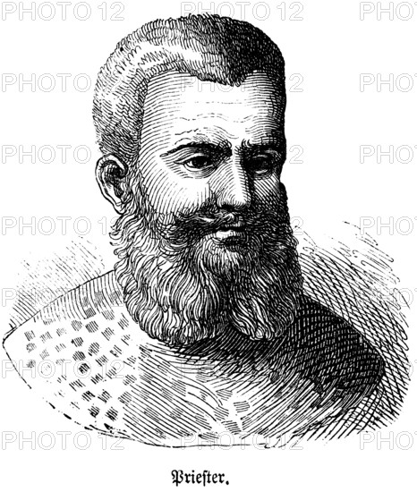 Portrait of a priest, full, strong head of hair was considered a special ornament and sign of