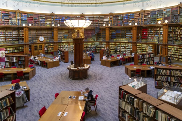 Historic circular Picton Reading Room inside Liverpool Central library, city of Liverpool, England,