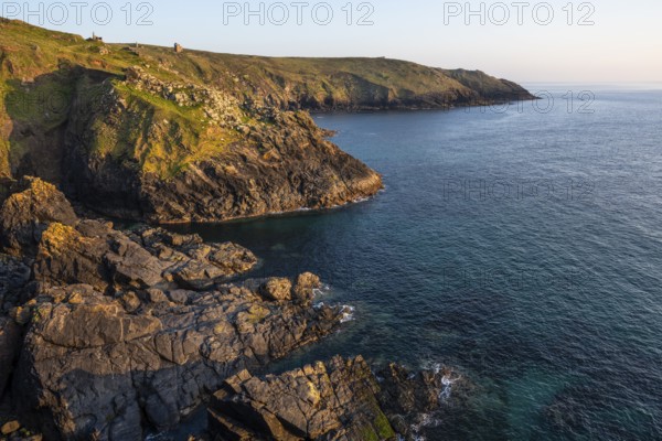 Coastal landscape at Botallack Mine, also known as Crown Mine. The ruins of Wheal Edward in the