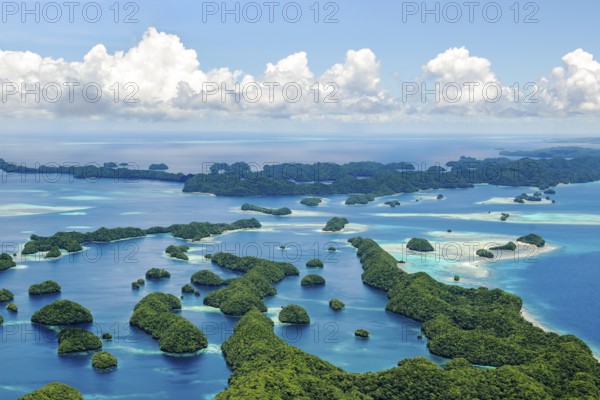 Aerial view bird's eye view of UNESCO cultural heritage natural heritage Rock Islands islands in