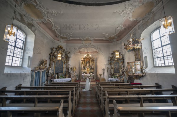 Interior of St Wendilinus Church, built between 1766 and 1769, Steinbach, Lower Franconia, Bavaria,