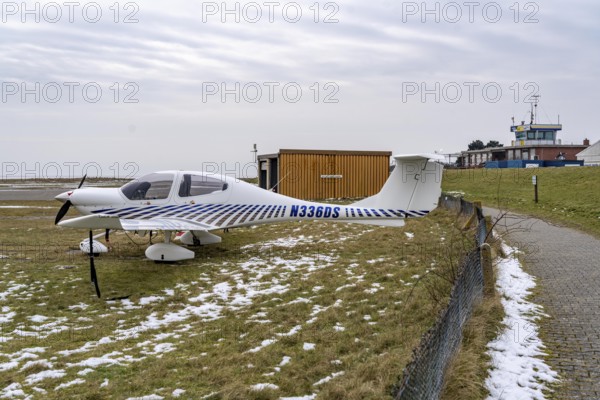 The East Frisian North Sea island of Juist in winter, Juist airfield, airfield, Lower Saxony,
