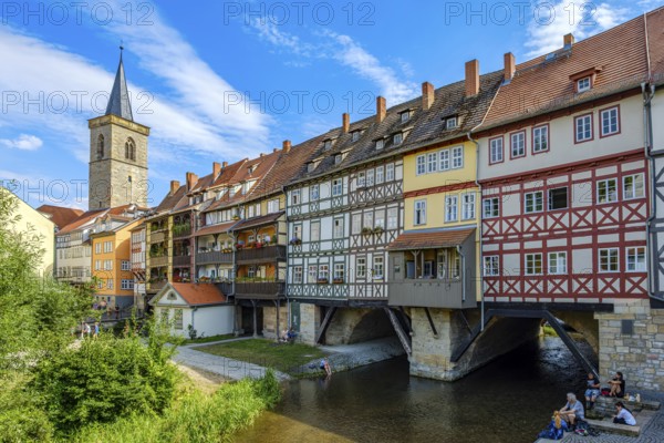 The Krämerbrücke in the historic city centre of Erfurt, Thuringia, Germany, is one of the city's