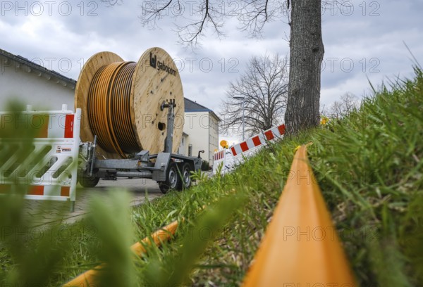 Rheinbach, North Rhine-Westphalia, Germany - Internet broadband expansion, construction site for