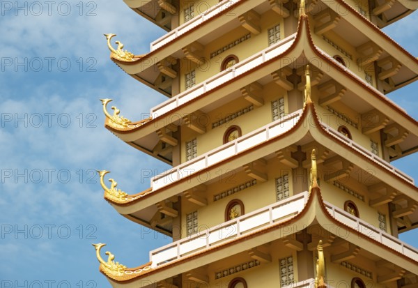 7-story Pagoda at Vinh Trang Temple, My Tho, Mekong Delta, Vietnam, Asia