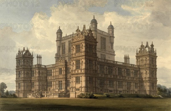 South-east view of Wollaton Hall, Nottinghamshire, the Seat of the Lord Middleton, England,