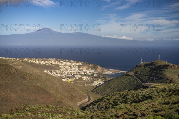 View over La Gomera to the capital San Sebastián de La Gomera and the island of Tenerife, La