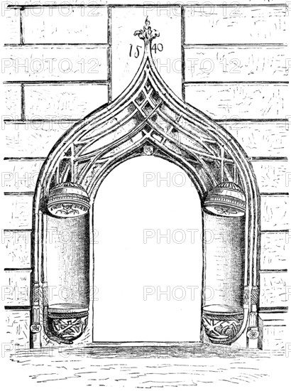 Door to the Luther House, former monastery in Wittenberg, a gift from the Elector to Luther, year