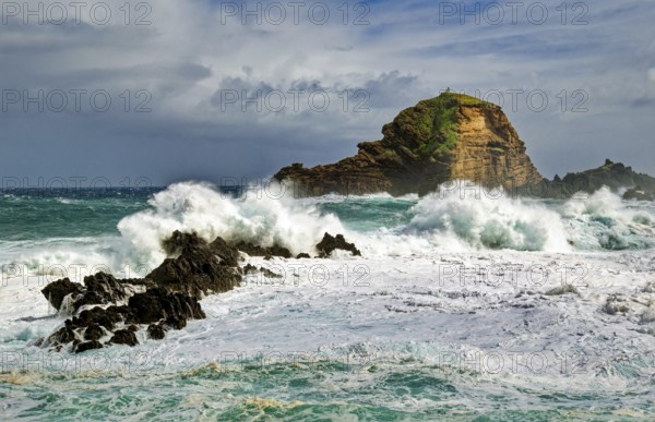 High waves on the rocks of Porto Moniz, Atlantic surf, storm, Porto Moniz, Madeira, Portugal,