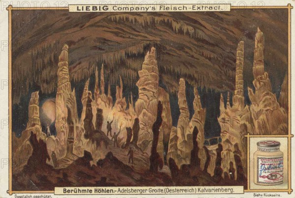 Picture series Famous Caves, Adelsberg Grotto, Slovenia, Calvary, Liebig picture, digitally