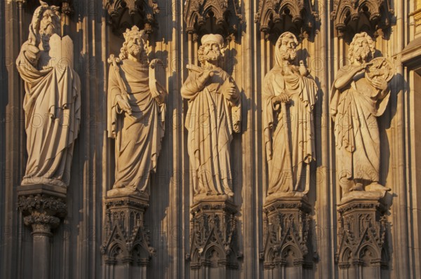 Statues, figures of saints, main portal of the west façade, Cologne Cathedral, Cologne, North