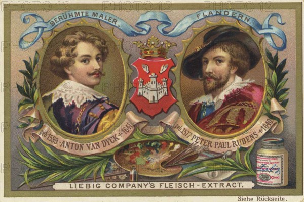 Picture series famous painters, Flanders, Anton van Dyck and Peter Paul Rubens, Liebig picture,