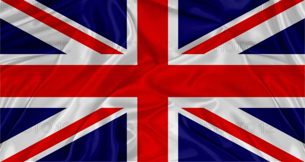 British flag with fabric texture. Realistic British flag waving