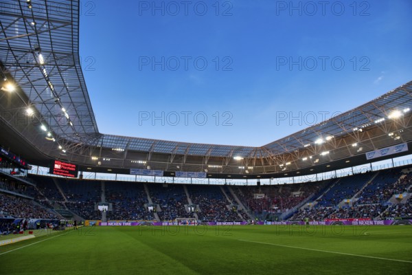 Long shot, overview, interior, blue hour, PreZero Arena, Sinsheim, Baden-Württemberg, Germany,