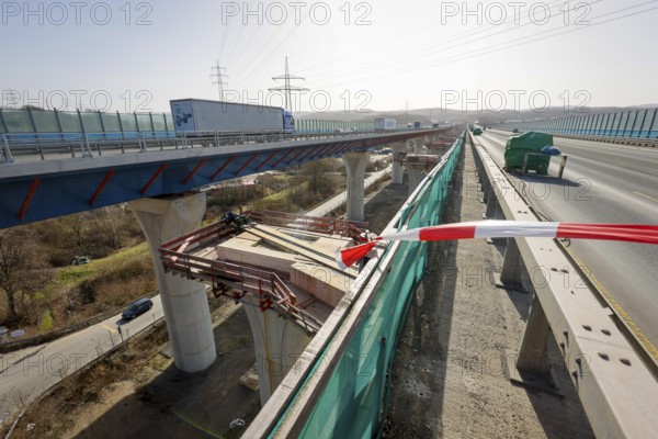Hagen, North Rhine-Westphalia, Germany - New construction of the A45 Lennetal motorway bridge, the