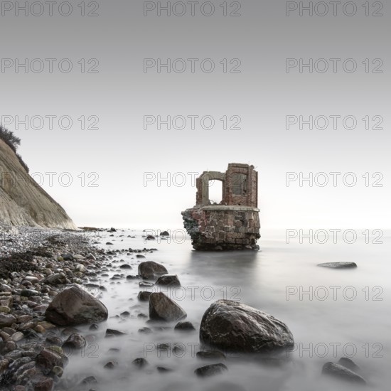 Old tide gauge house on the beach at Cape Arkona on the German island of Rügen, Mecklenburg-Western